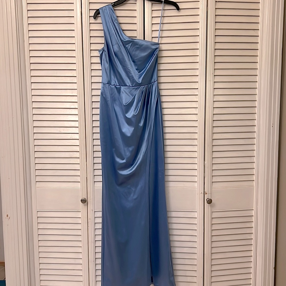 Baby blue satin gown